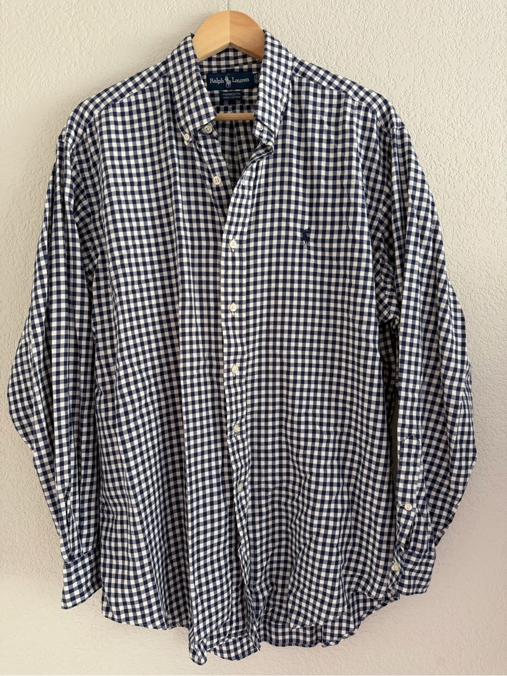 Ralph Lauren Yarmouth Navy Gingham Check Button-Up — Men's 16-34